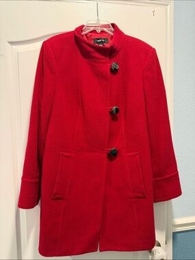 Style & Co. Women's Red Pea Coat with Large Buttons